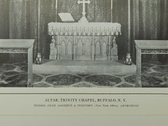 Altar, Trinity Chapel, Buffalo, NY, 1914, Lithograph. Cram, Goodhue & Ferguson.