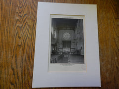 Interior, All Saints Church, Brookline, MA, 1928,Lithograph. Cram&Ferguson.