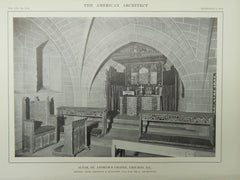 Altar, St. Andrew's Chapel, Chicago, IL, 1914, Lithograph. Cram, Goodhue & Ferguson.