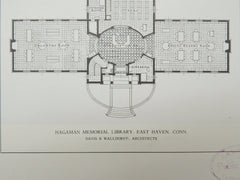 Exterior, Hagaman Memorial Library, East Haven, CT, 1929, Lithograph. Davis & Walldorff.