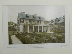 House of Henry Howard, Esq., Garden Front, Brookline, MA. 1688.Colored Photograph. Charles A. Platt