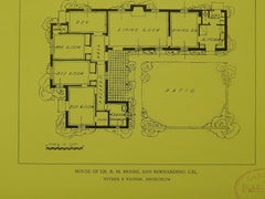 House of Dr. R. M. Moose, San Bernardino, CA, 1928, Lithograph. Witmer & Watson