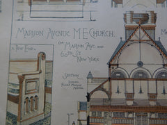Madison Ave. M.E. Church, New York, NY, 1884, Original Plan. R.H. Robertson.