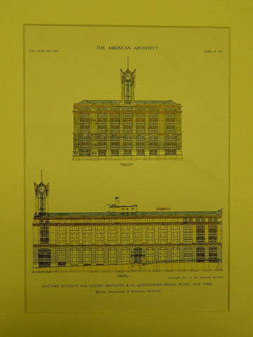 Factory for Messrs. Brewster & Co., Queensboro Bridge Plaza NY, 1911. Stephenson & Wheeler