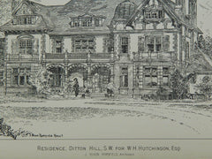Residence for W. H. Hutchinson, Esq., Ditton Hill, England, 1890. Original Plan