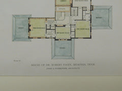 House of Dr. Robert Fagin, Memphis, TN, 1919, Original Plan. Jones & Furbringer.