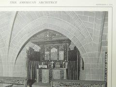 Altar, St. Andrew's Chapel, Chicago, IL, 1914, Lithograph. Cram, Goodhue & Ferguson.
