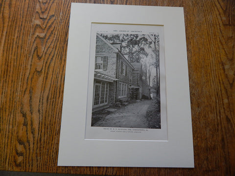 House of H.T. Saunders, ESQ, Germantown, PA,Lithograph,1915. Duhring, Okie & Ziegler