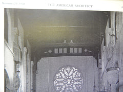Interior, All Saints Church, Brookline, MA, 1928,Lithograph. Cram&Ferguson.