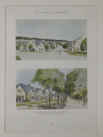 Industrial Village, Williamsport, PA, 1918, Original Plan. George S. Welsh.