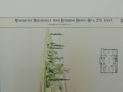 Unitarian Church, Topeka KS, 1891. Seymour Davis. Original Plan