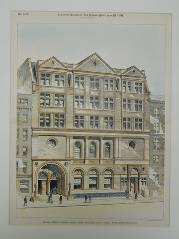 Mendelssohn Glee Club Building, New York NY, 1891. R. H. Robertson. Original