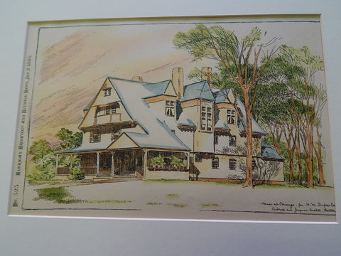 House for H. M. Dupee, Chicago, IL 1886. Original Plan. Andrews & Jacques.
