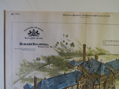 Miner's Hospital, Hazelton, PA, 1889, Original Plan. Benjamin Linfoot.