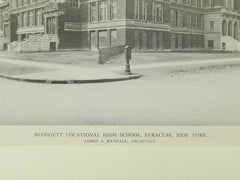 Blodgett Vocational High School, Syracuse, NY, 1921, Lithograph. James A. Randall.