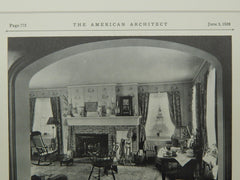 Living Room, House of Mrs. George W. Otis, Maplewood, NJ, 1928, Lithograph. Clifford C. Wendehack.