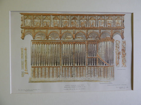 Rood & Chapel Screens, Villemaure, Yonne, France, 1906, Original Plan.