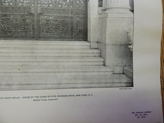 Front Door:House of Clark Estate,Riverside Dr., NY, 1901, Lithograph. Flagg.