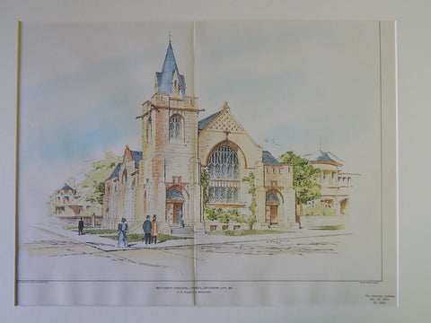 Methodist Episcopal Church, Jefferson City, MO, 1901. Original Plan. Comstock.