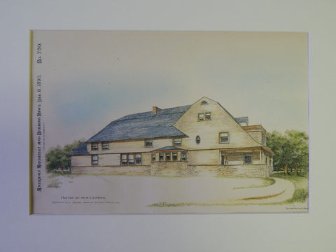 House of Mr. W.A. Barbour, Paterson, NJ, 1890. Original Plan. N.J. Charles.