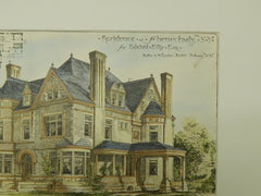 Residence for Edward Ellis, Esq., Schenectady, NY, 1885, Original Plan. Fuller & Wheeler.