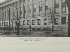 Exterior, Catholic High School, Brooklyn, NY, 1929, Lithograph. Robert J. Reilly.