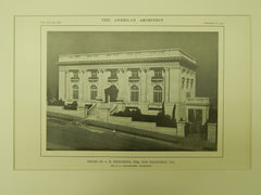 Exterior, House of A. B. Spreckels, San Francisco, CA, 1914, Lithograph. G. A. Applegarth.