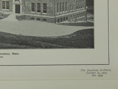 New Heath Street School, Roxbury, MA, 1904, Lithograph. Peabody & Stearns.
