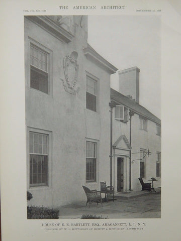 Alternate Rear View, House of E. E. Bartlett, Amagansett, NY, 1916, Lithograph. W.L. Bottomley.