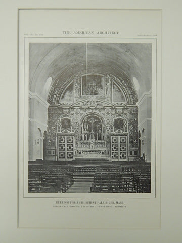 Reredos for a Church at Fall River, MA, 1914, Lithograph. Cram, Goodhue & Ferguson.
