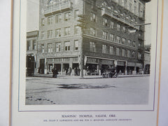 Masonic Temple, Salem,OR, Lithograph,1914. Lawrence & Holford.