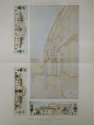 Pavilion for Gateway Park, Minneapolis, MN, 1918, Original Plan. Hewitt & Brown.