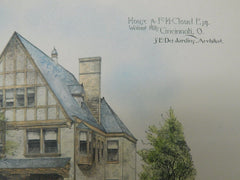 House for F. H. Cloud, Walnut Hills, Cincinnati, OH, 1888, Original Plan. S. E. Des Jardins.