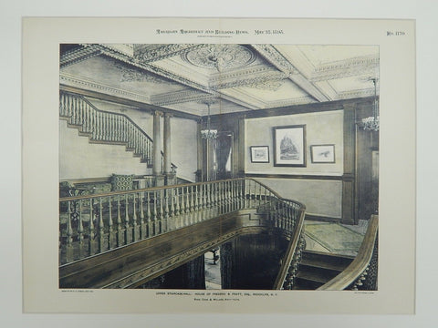Upper Staircase, House of Frederic B. Pratt, Brooklyn, NY, 1898, Photogravure. Babb, Cook & Willard.