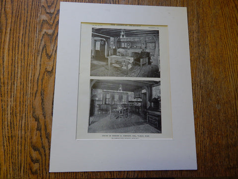 House of Robert H. Johnson,ESQ., Waban, MA, Lithograph,1914. Kellogg.
