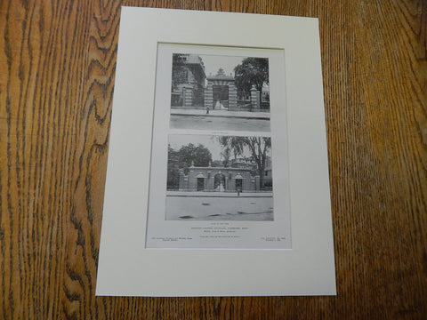 Harvard College Gateways,Cambridge, MA,1905, Lithograph. McKim, Mead, & White.