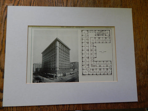 Union Oil Building, Los Angeles, CA, Lithograph,1914. Parkinson & Bergstrom.