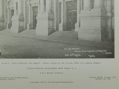 Main Entrance, Public School No. 62, New York, NY, 1908, Lithograph. C. B. J. Snyder.