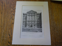 Entrance Pavilion:New Mount Sinai Hospital,New York,1905,Lithograph. Brunner.