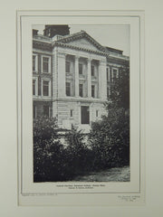 Central Pavilion, Simmons College, Boston, MA, 1904, Lithograph.  Peabody & Stearns.