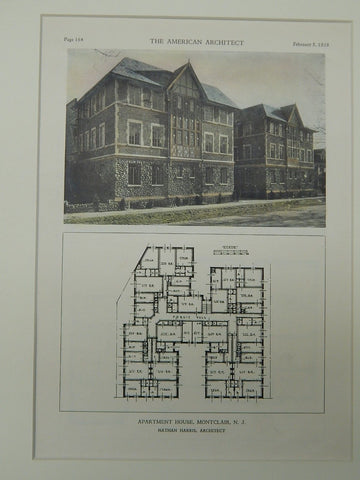 Apartment House, Montclair, NJ, 1929, Original Plan. Nathan Harris.