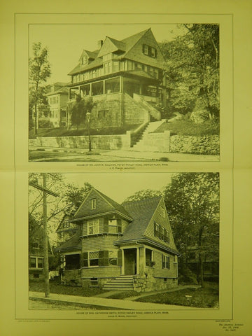 Two Houses on Peter Parley Road, Jamaica Plain, MA, 1902, Lithograph. J. C. Fowler and Junius H. Morse.