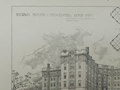 Ingram House, Stockwell Road, London, England, 1904, Original Plan. Arthur T. Bolton.