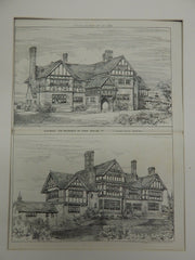 Gilcruce, Residence of John Sealby, England, 1884. Original Print, J Francis Doyle, Architect.