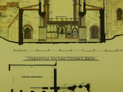 Transverse Section, St. David's Cathedral, South Wales, UK, 1882, Original Plan. T. Taylor Scott.