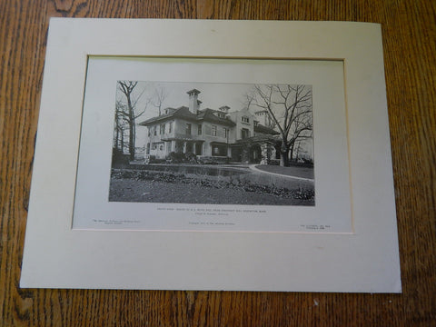 Front View:House of E.J. Bliss, Nr Chestnut Hill Reservoir, MA,1905,Litho.