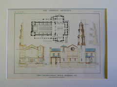 First Congregational Church, Riverside, CA, 1914, Original Plan. Myron Hunt.