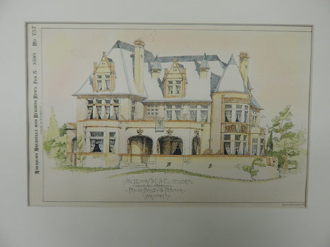 House for Mr. C.H.Elmendorf, Kearney, NE, 1890, Original Plan.Frank Bailey & Farmer.