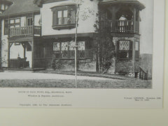 House of Paul Hunt, Esq., Readeville, MA, 1906, Lithograph. Winslow & Bigelow.