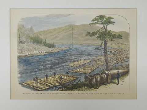 Rafts on the Susquehanna River, 1883, Original Scene, America Illustrated.